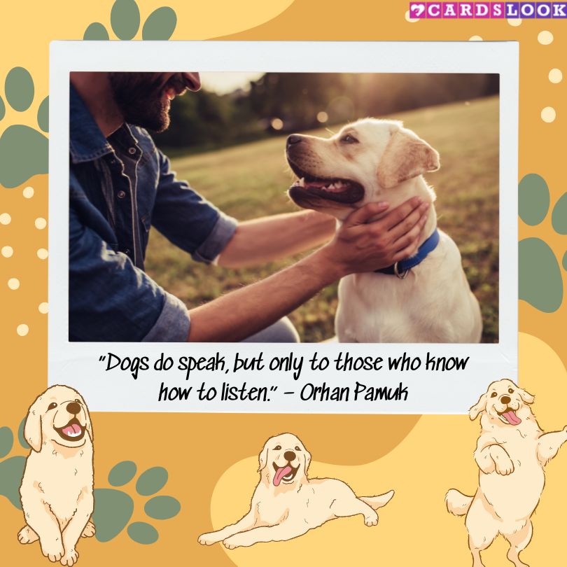 “Dogs do speak, but only to those who know how to listen.” – Orhan Pamuk